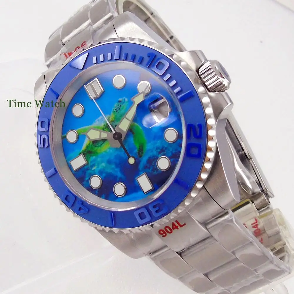 40mm Blue Face Men's Automatic Watch Japan NH35 Movement Sapphire Tortoise dial 904L Oyster Bracelet Glide Lock Ceramic Insert
40mm Blue Face Men's Automatic Watch Japan NH35 Movement Sapphire Tortoise dial 904L Oyster Bracelet Glide Lock Ceramic Insert