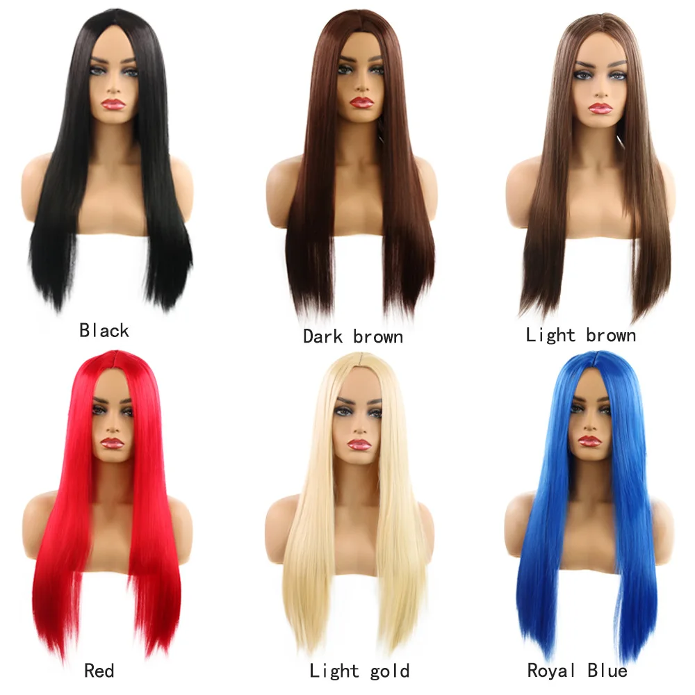 Длинные прямые синтетические парики Loryana Ombre черные коричневые красные синие 24
