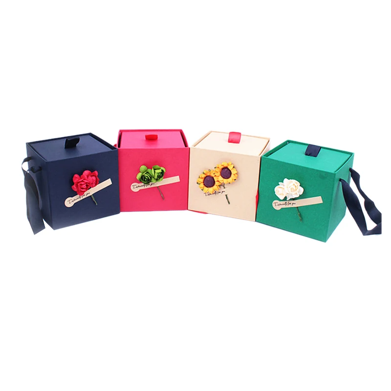 4Pcs Multi Color Combination Kraft Box Apple Box Candy Gift Box Paper Bag Kraft Candy Cookies Box Party