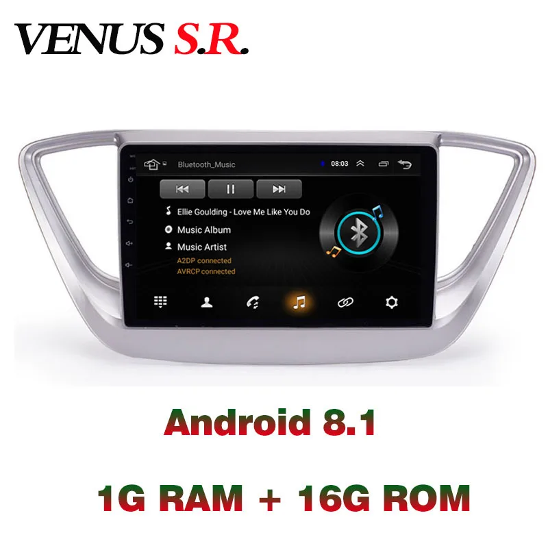 Фото VenusSR Android 8.1 2.5D car dvd for Hyundai Verna Solaris Radio 2010-2017 multimedia headunit GPS stereo gps navigation | Автомобили и