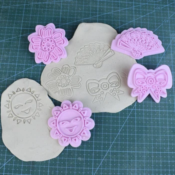 Bow tie /Smile Sun/Flower/Fan Pattern Embossing Die Plastic Stamp Polymer Clay Sculpture Texture Print Stamp Clay Tool 4pcs/set
Bow tie /Smile Sun/Flower/Fan Pattern Embossing Die Plastic Stamp Polymer Clay Sculpture Texture Print Stamp Clay Tool 4pcs/set