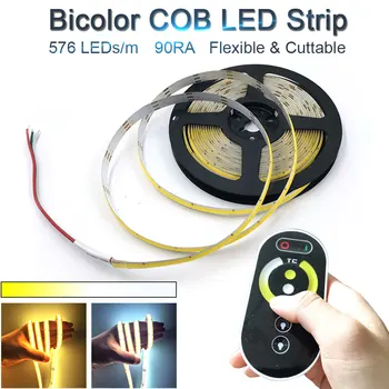 Bicolor COB LED Strip with Dimmer 24V 12V FOB Soft Flexible COB Tape Yellow Cool White 2700-8000K Dimmable LED Strip
Bicolor COB LED Strip with Dimmer 24V 12V FOB Soft Flexible COB Tape Yellow Cool White 2700-8000K Dimmable LED Strip