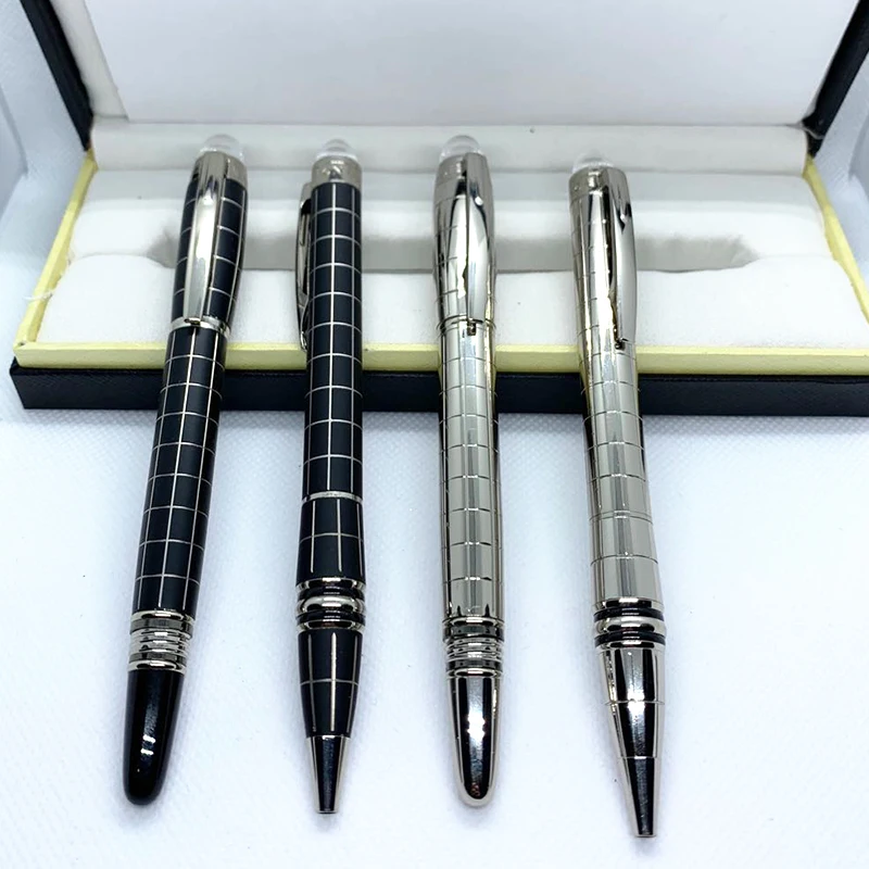 

Wo ha ha high quality mon starwaker series of Black Silver Grid Roller Ball Pen stationery gift Blanc ink ballpoint pen