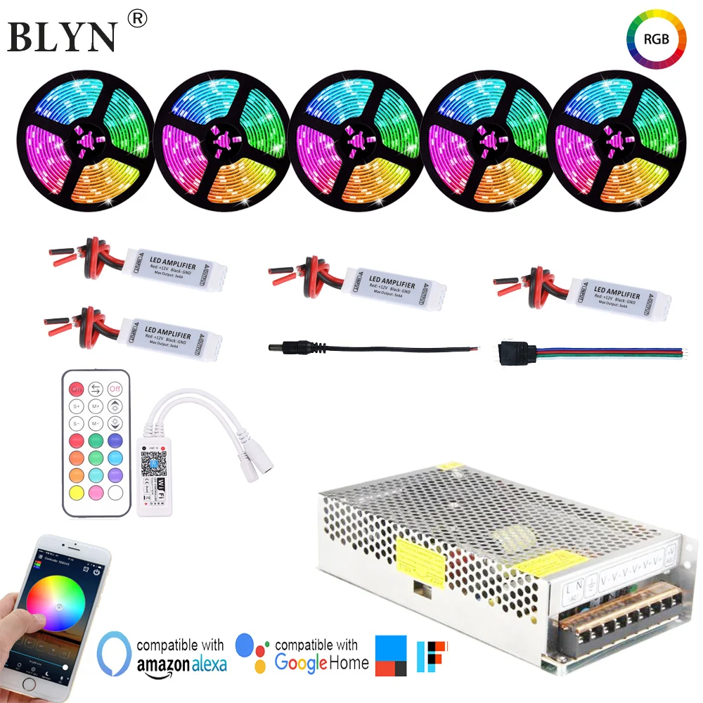 5-30M WIFI RGB LED Strip Ribbon Light In Line 5050 Full Colors with WIFI LED Controller RF Remote APP Music Sync Alexa Control
5-30M WIFI RGB LED Strip Ribbon Light In Line 5050 Full Colors with WIFI LED Controller RF Remote APP Music Sync Alexa Control