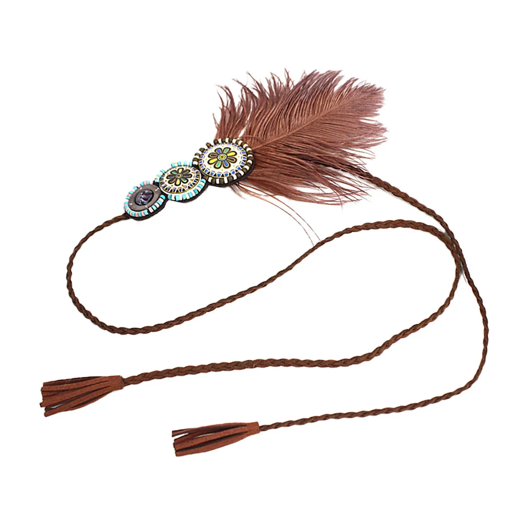 Vintage Boho Bohemian Feather Headband Tribal Style Hippie Weave Headpieces Vintage Boho Bohemian Feather Headband Tribal Style Hippie Weave Headpieces