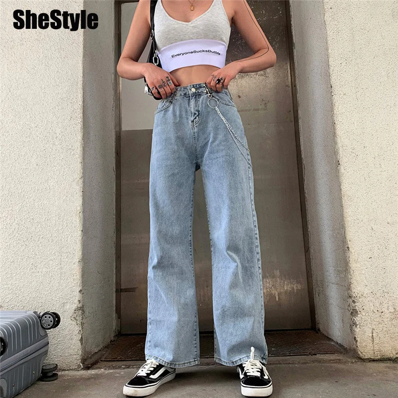 SheStyle High Waist Wide Leg Denim Jeans Woman Straight Pockets Adjustable Waist Boyfriend Jeans for Women Loose Casual Pants
SheStyle High Waist Wide Leg Denim Jeans Woman Straight Pockets Adjustable Waist Boyfriend Jeans for Women Loose Casual Pants