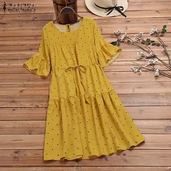 ZANZEA 2020 Fashion Printed Knee Length Dress Women's Ruffle Sundress Casual Polka Summer Vestidos Female Polka Robe Plus Size
ZANZEA 2020 Fashion Printed Knee Length Dress Women's Ruffle Sundress Casual Polka Summer Vestidos Female Polka Robe Plus Size