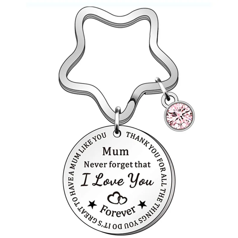 2022 Mum Stainless Steel Round Brand Five Pointed Star KeyChain Inlaid Powder Diamond Key Chain Accessories Factory Direct Sales 
2022 Mum Stainless Steel Round Brand Five Pointed Star KeyChain Inlaid Powder Diamond Key Chain Accessories Factory Direct Sales