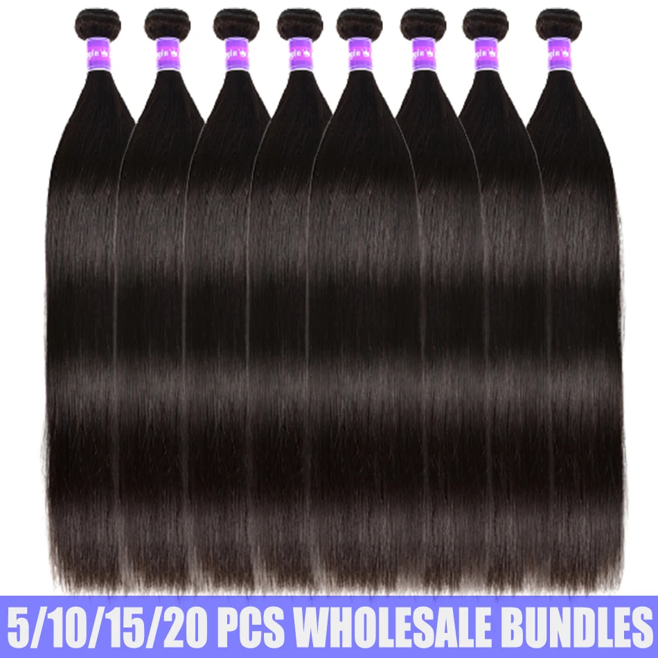 Фото Straight Human Hair Bundles Wholesale Price 3/5/10/20 Deal Brazilian Unpressed Virgin | Шиньоны и парики