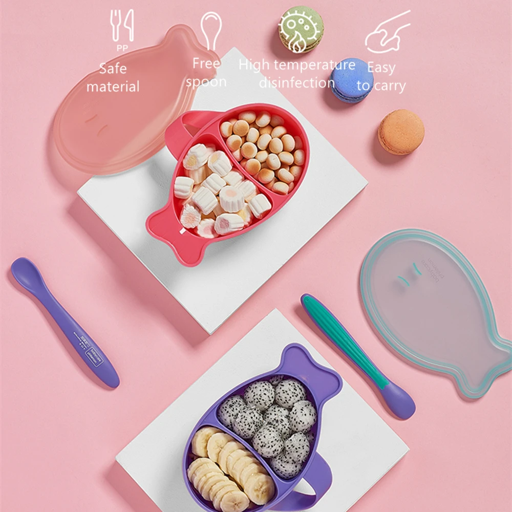 BC Babycare Baby Portable Divided Feeding Bowl with Matching Spoon Infant Toddles Food Lunch Box Double Slots Baby Feeding Bowl BC Babycare Baby Portable Divided Feeding Bowl with Matching Spoon Infant Toddles Food Lunch Box Double Slots Baby Feeding Bowl