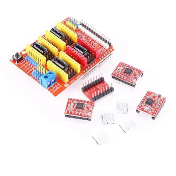 3D CNC Shield Board for UNO R3 + 4Pcs A4988 Stepper Motor Driver For Arduino 3D Printer
3D CNC Shield Board for UNO R3 + 4Pcs A4988 Stepper Motor Driver For Arduino 3D Printer