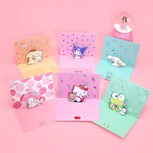 

New Kawaii anime 3D Sanrioed Mymelody Kuromi Cinnamoroll Kt Pompom Purin Creative Cards Cartoon Greeting Card Cute gifts Toys