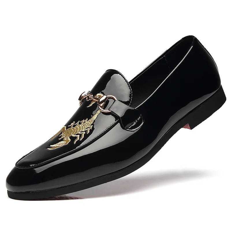 37~48 Large Size Men Metallic Loafer Embroidery Scorpion Slip On Dress Loafers Luxury Brand Mens Formal Wedding Leather Shoes
37~48 Large Size Men Metallic Loafer Embroidery Scorpion Slip On Dress Loafers Luxury Brand Mens Formal Wedding Leather Shoes