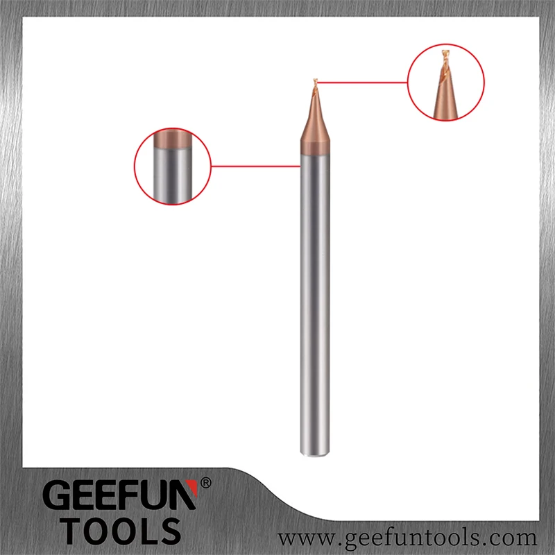 Фото GEEFUN Shank 4 mm D4*50*2f Solid Carbide Micro Flat End Mill Hrc60 Brown Naco Coated Cutter For Steel | Инструменты