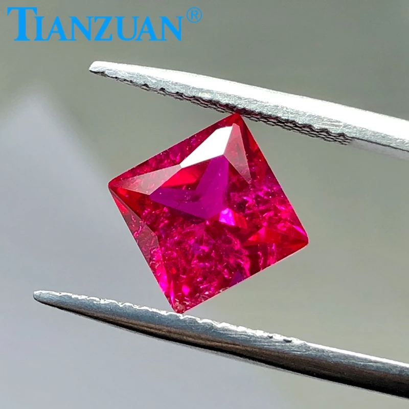 square shape princess cut 5# red color created Artificial ruby corundum stone with cracks and inclusionsloose stone
square shape princess cut 5# red color created Artificial ruby corundum stone with cracks and inclusionsloose stone