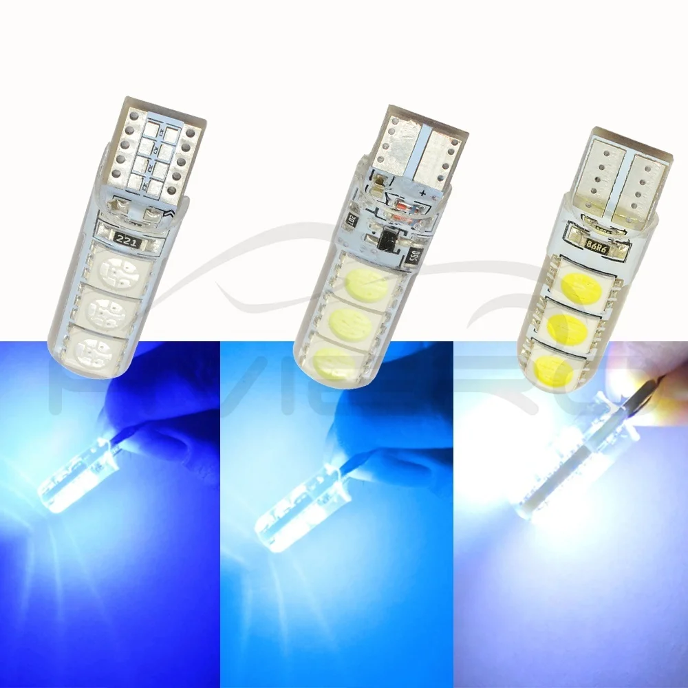 Hviero Car LED T10 194 W5W DC 12V Canbus 6SMD 5050 Silicone shell LED Lights Bulb No Error Led Tail Parking Fog light Auto Car Lamp
