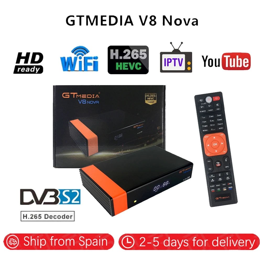 New stable GTMedia V8 Nova satellite receiver full HD built-in WIFI 1 year free 7 line cccam DC12V / 1.5A H.265 for all European
New stable GTMedia V8 Nova satellite receiver full HD built-in WIFI 1 year free 7 line cccam DC12V / 1.5A H.265 for all European