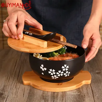 Japanese Style Rice Noodle Bowl with Lid Spoon and Chopstick Kitchen Tableware Ceramic Salad Soup Bowl Food Container Dinnerware
Japanese Style Rice Noodle Bowl with Lid Spoon and Chopstick Kitchen Tableware Ceramic Salad Soup Bowl Food Container Dinnerware