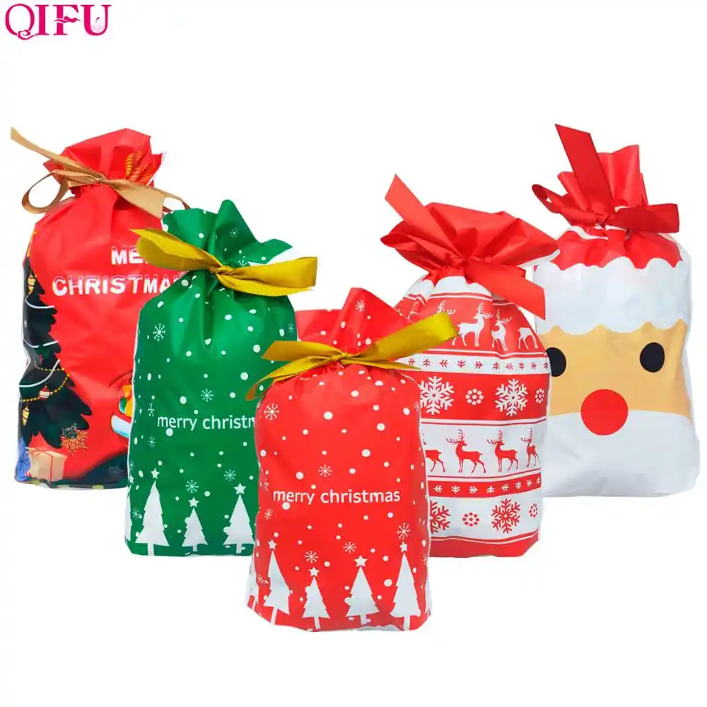 qifu 10pcs santa claus christmas gift bags christmas candy bag