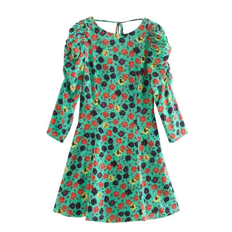 new women chic green flowers pattern mini dress puff sleeve back ties ladies slim casual dresses 2020 fashion females vestidos
new women chic green flowers pattern mini dress puff sleeve back ties ladies slim casual dresses 2020 fashion females vestidos