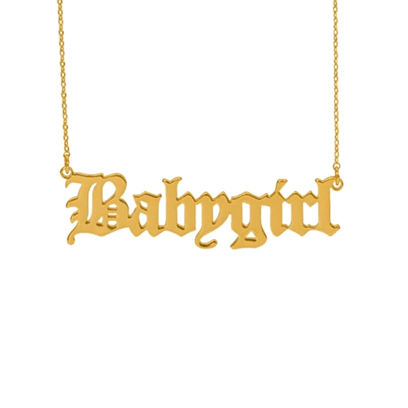 Babygirl Old English Necklace Stainless Steel Babygirl Monogram Pendants Lovely Gift for the Mom
Babygirl Old English Necklace Stainless Steel Babygirl Monogram Pendants Lovely Gift for the Mom