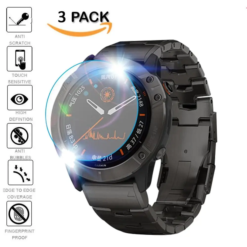 3 шт защитный для Garmin Fenix 5 5S Plus 6S 6X6 Pro Ультра Прозрачный закаленный из стеклянной