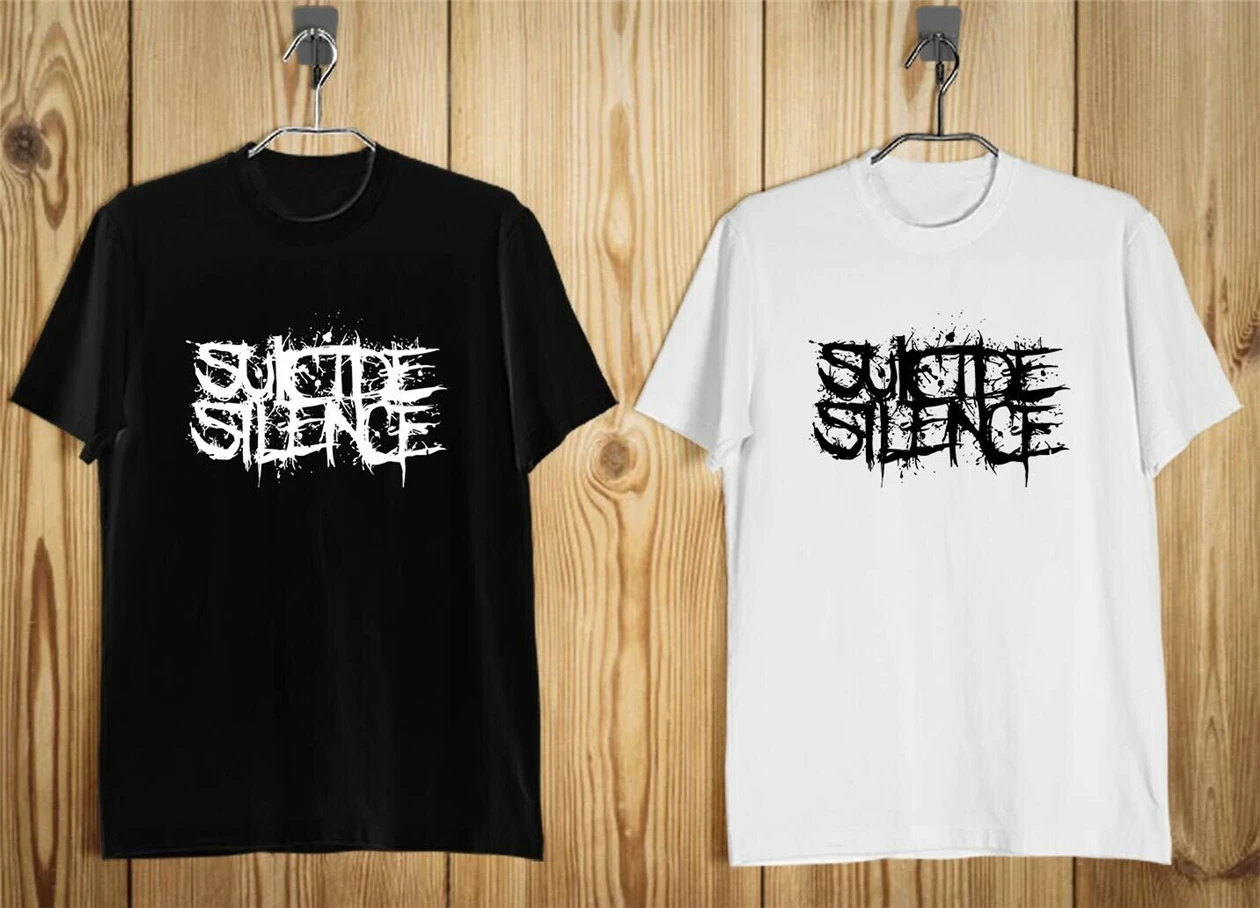 Мужская футболка с логотипом Suicide Silence Mitch Lucker черно белая в летнем стиле