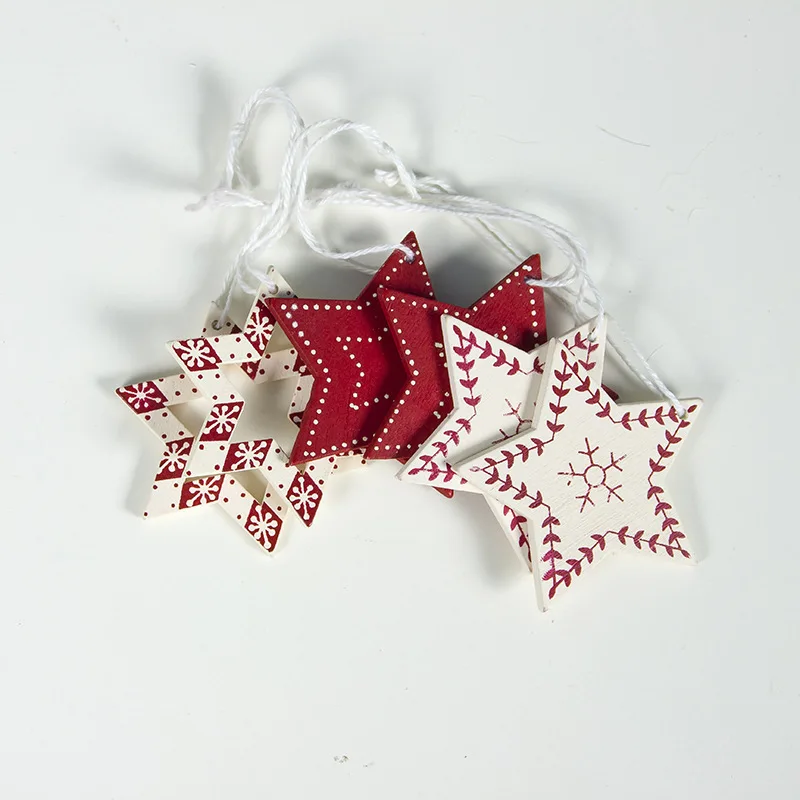 6pcs/lot Wooden Printing Elk Star With Snowflake Pendant Noel Decor Christmas Tree Hanging Decorations for Home New Year 2020
6pcs/lot Wooden Printing Elk Star With Snowflake Pendant Noel Decor Christmas Tree Hanging Decorations for Home New Year 2020