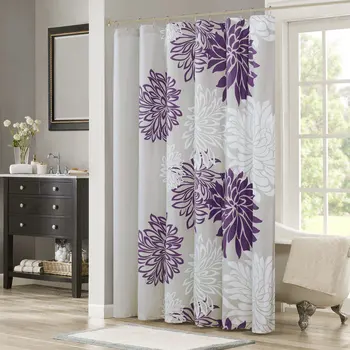 Enya Bathroom Shower Floral Printed Cute Chic Microfiber Fabric Bath Curtains, 72"x72", Purple/Grey 
Enya Bathroom Shower Floral Printed Cute Chic Microfiber Fabric Bath Curtains, 72"x72", Purple/Grey