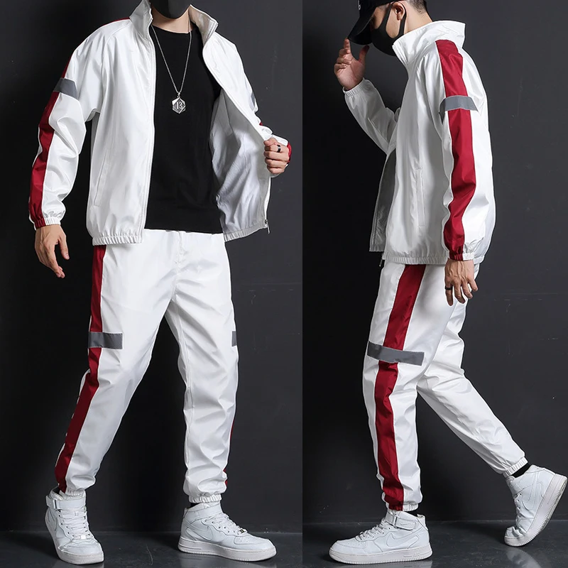 2020 Men Fashion Tracksuit Spring Autumn Reflective Sweatshirt +Sweatpants Tracksuit Set Men New Patchwork Slim Fit Sweat Suits
2020 Men Fashion Tracksuit Spring Autumn Reflective Sweatshirt +Sweatpants Tracksuit Set Men New Patchwork Slim Fit Sweat Suits
