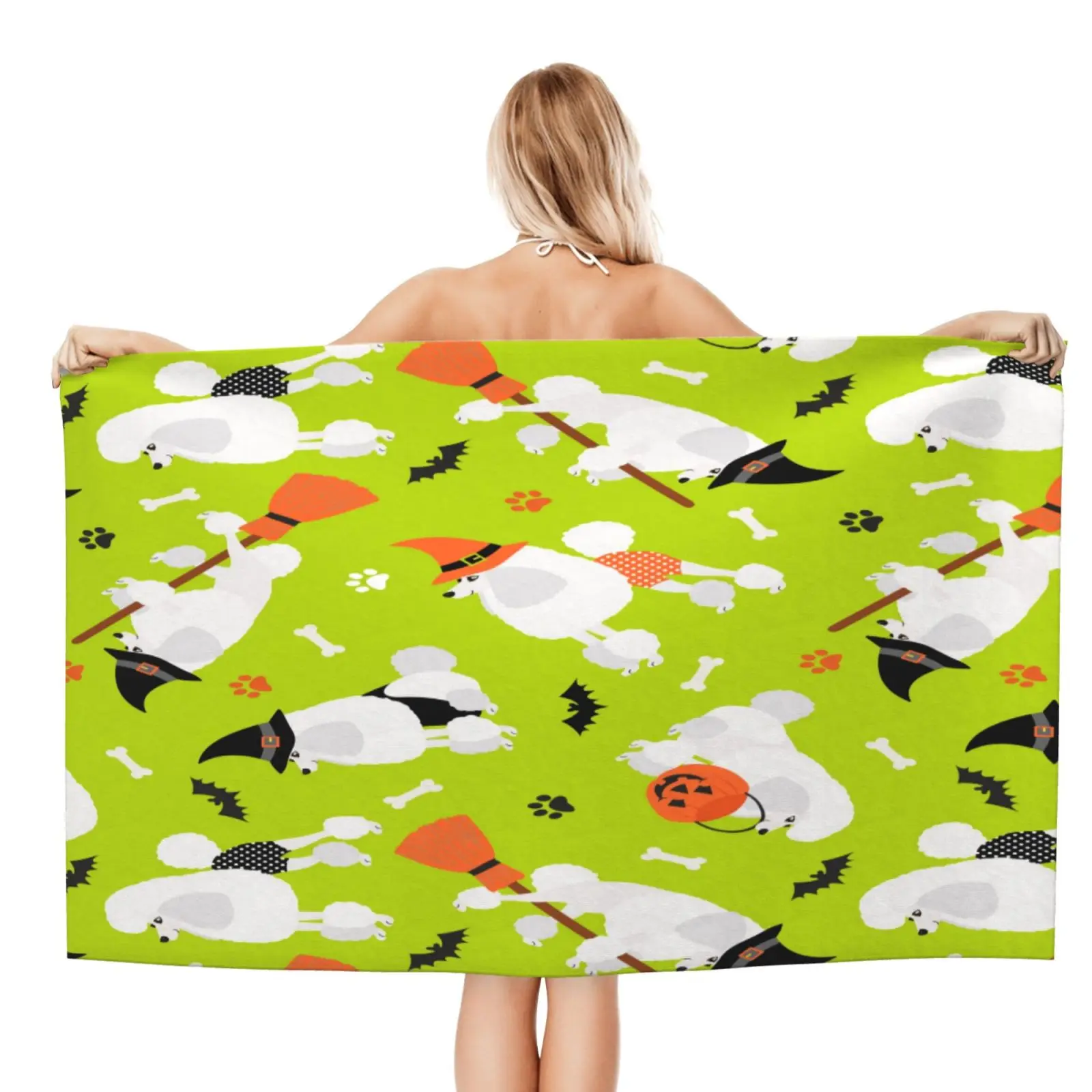 Halloween Poodles Pattern Beach Towel XL Bath Personalized Design Sand Cloud Luxury Towe Towels Bathroom | Дом и сад