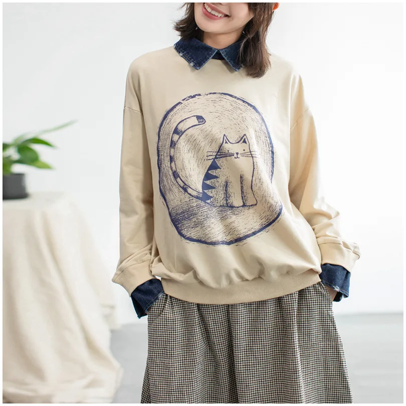 Johnature Casual Autumn New Women Clothes False Two Pieces Tops 2019 Turn-down Collar Cartoon Print Loose Women T-Shirts
Johnature Casual Autumn New Women Clothes False Two Pieces Tops 2019 Turn-down Collar Cartoon Print Loose Women T-Shirts