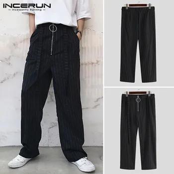 INCERUN Men Striped Pants Vintage Zipper Man Chic Loose Joggers Straight Trousers With Belt Long Pants Casual Streetwear Bottoms
INCERUN Men Striped Pants Vintage Zipper Man Chic Loose Joggers Straight Trousers With Belt Long Pants Casual Streetwear Bottoms