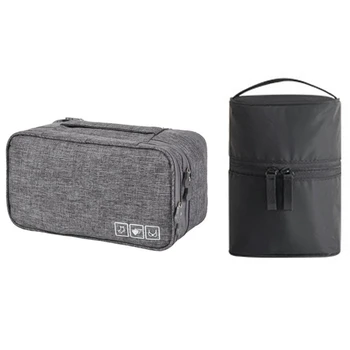 1Pcs Black Makeup Bag Nylon Women Make Up Bags & 1Pcs Gray Women Underwear Bags Portable Bra Storage Cases
1Pcs Black Makeup Bag Nylon Women Make Up Bags & 1Pcs Gray Women Underwear Bags Portable Bra Storage Cases