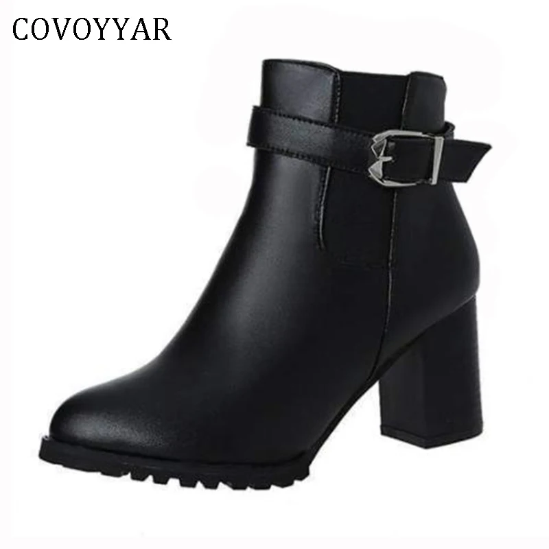 COVOYYAR Autumn Winter Boots Woman Buckle Chunky Heel Pointed Toe Platform Ankle Boots Lady Gothic Shoes Plus Size 42 WBS035
COVOYYAR Autumn Winter Boots Woman Buckle Chunky Heel Pointed Toe Platform Ankle Boots Lady Gothic Shoes Plus Size 42 WBS035