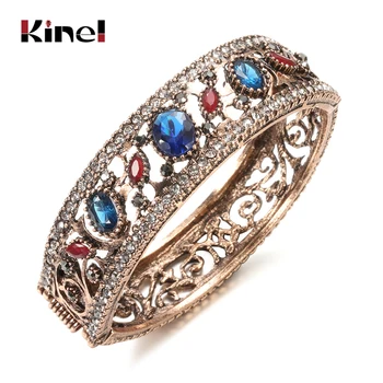 Kinel Hot Vintage Turkish Bangles Round Resin Cuff Bracelets for Women Antique Gold Color Banquent Jewelry Ladies Favorite Gift 
Kinel Hot Vintage Turkish Bangles Round Resin Cuff Bracelets for Women Antique Gold Color Banquent Jewelry Ladies Favorite Gift