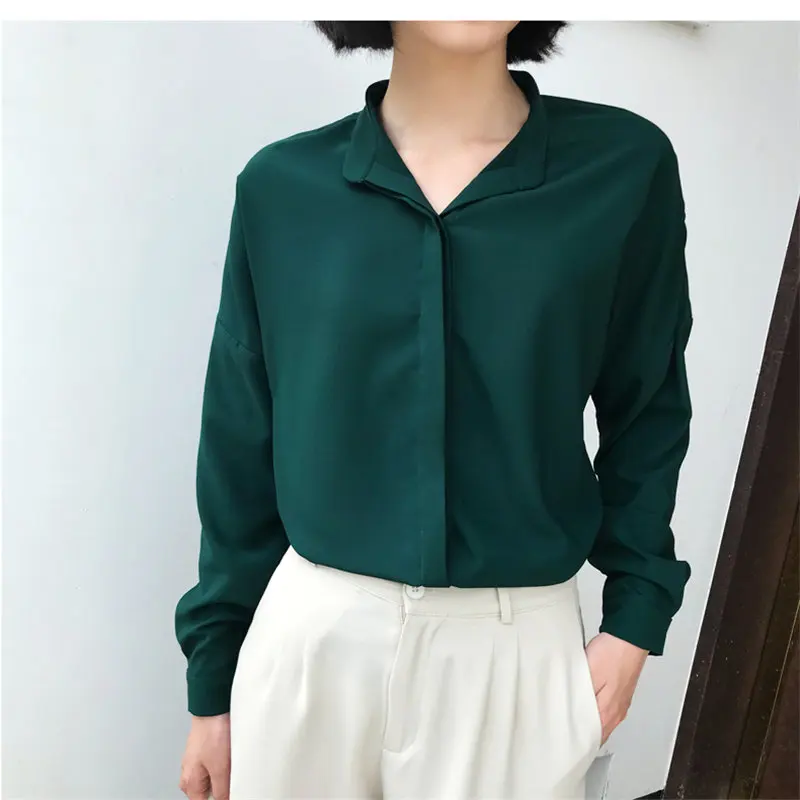 HziriP New 2019 Autumn Chic Satin All-Match Lazy Style Stand Plus Size Fashion Gentle Solid Loose Office Lady Sexy Tops Shirts 
HziriP New 2019 Autumn Chic Satin All-Match Lazy Style Stand Plus Size Fashion Gentle Solid Loose Office Lady Sexy Tops Shirts