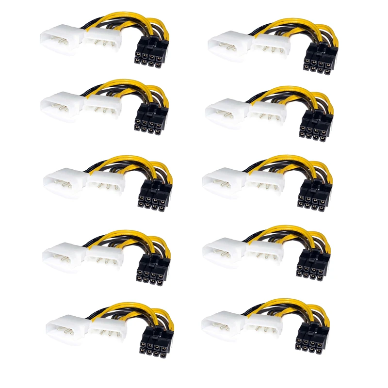 

10 Pcs Dual 4pin to 8pin Adapter Cable PCI-E Power Supply Adapter Cable Graphic Card 180W Power Cord