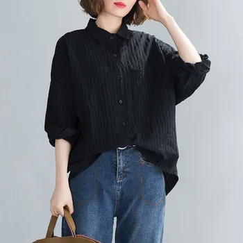 Plus Size Autumn Korean Shirt 2020 5XL Vintage Cotton Print Button Solid Long Sleeve Blouses Pleating Large Sizes Elegant Blouse
Plus Size Autumn Korean Shirt 2020 5XL Vintage Cotton Print Button Solid Long Sleeve Blouses Pleating Large Sizes Elegant Blouse
