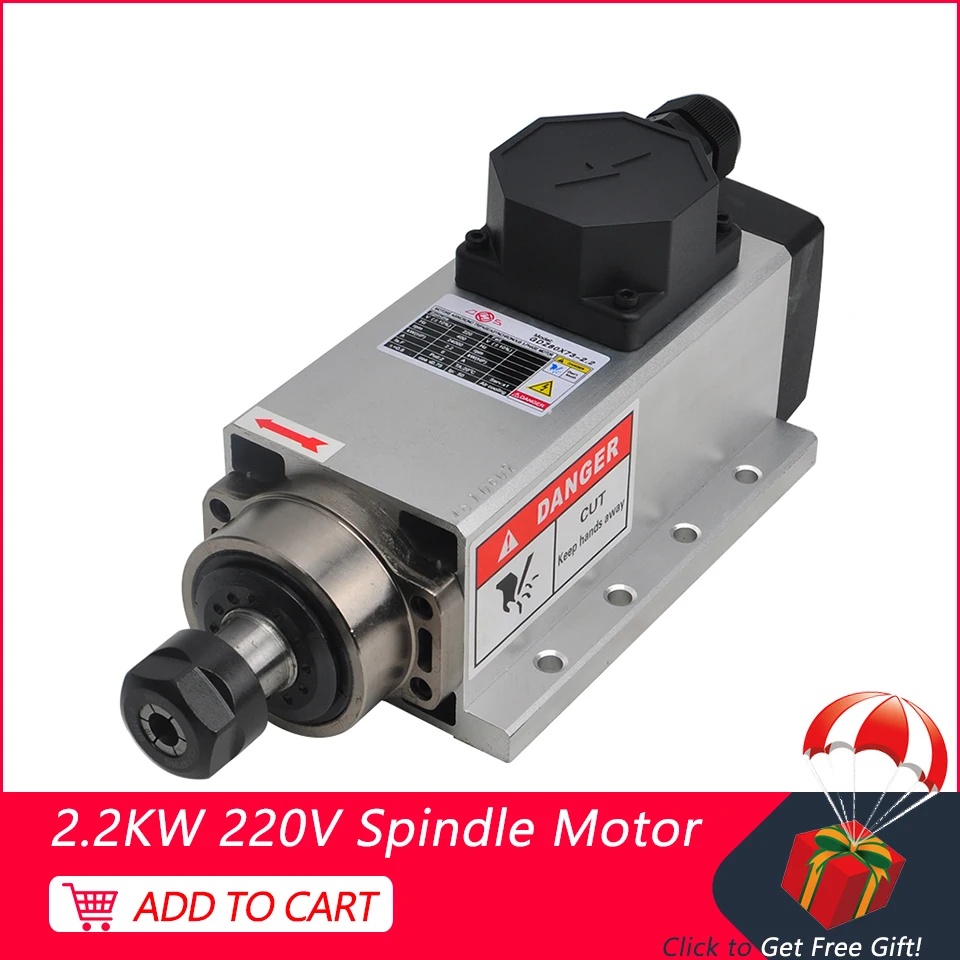 2.2KW CNC Spindle 220V 400HZ Air Cooled Spindle Motor Engraving Router Milling Motor ER20 Collet For Lathe