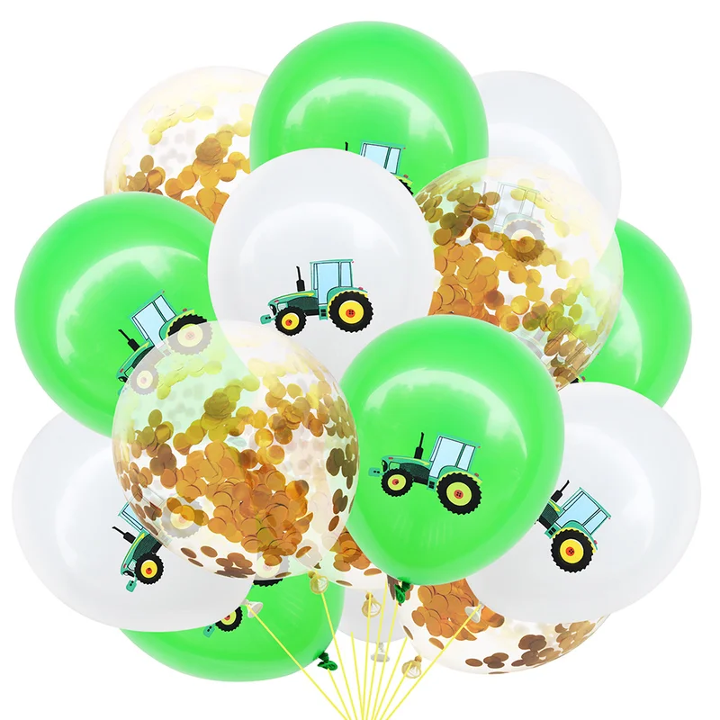 

15pcs Construction Tractor Excavator Balloon Latex Confetti Blony Birthday Party Decorations Kids Globos Cumpleanos Infantiles