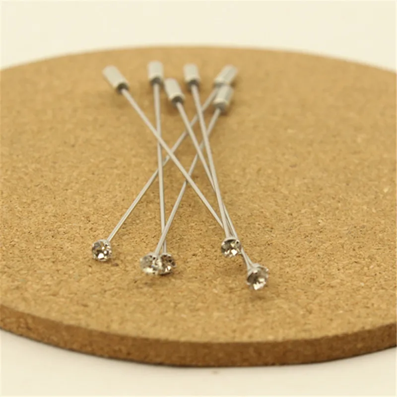 

10pcs/lot 9.6cm Length Head Brooches Pins With Stopper Safety Pin Crystal Rhinestone Brooch for DIY Jewelry Accessories