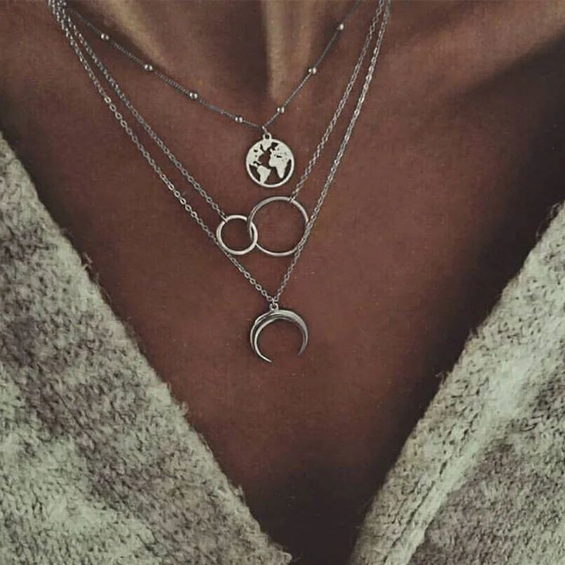 Vintage Silver Color Map Moon Pendant Necklace for Women Circle Bead Choker Necklace Statement Chocker Collier Collar
Vintage Silver Color Map Moon Pendant Necklace for Women Circle Bead Choker Necklace Statement Chocker Collier Collar