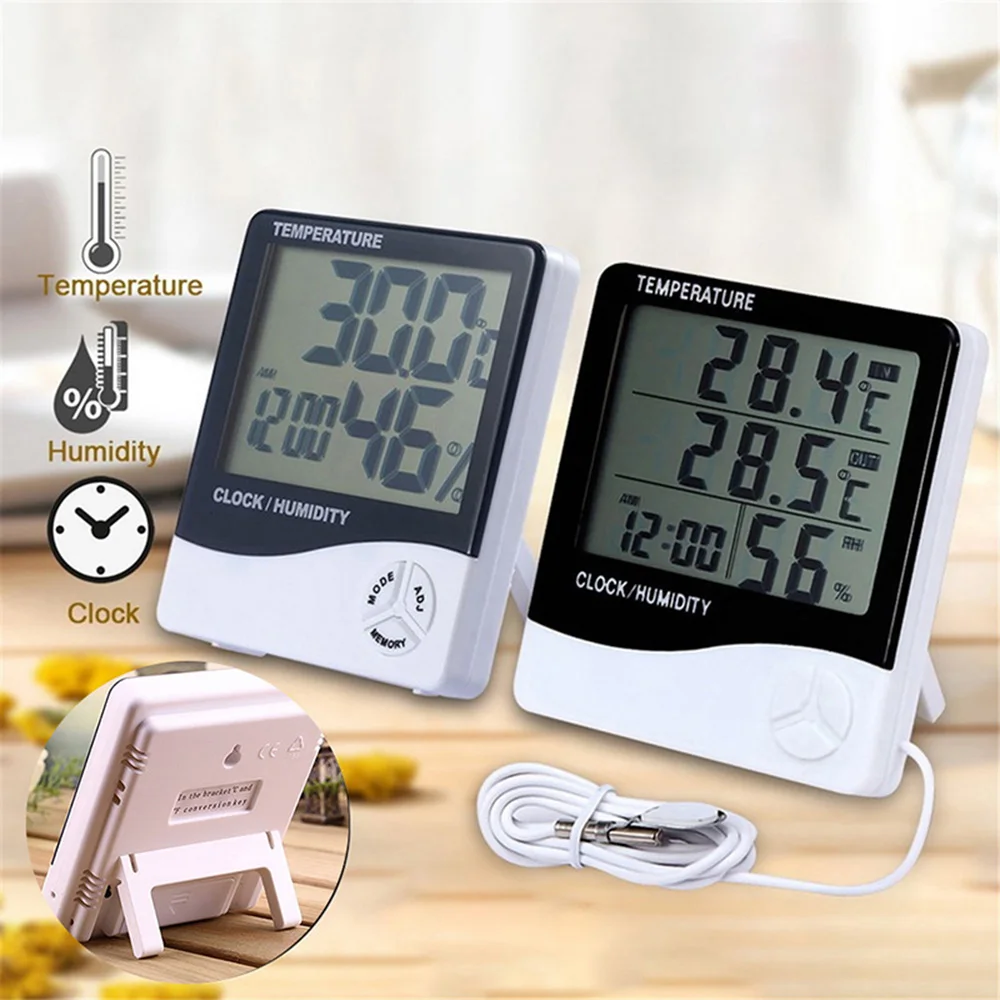 LCD Digital Hygrometer Thermometer High Precise Electronic Temperature Humidity Monitor Indoor Outdoor Weather Station Clock
LCD Digital Hygrometer Thermometer High Precise Electronic Temperature Humidity Monitor Indoor Outdoor Weather Station Clock