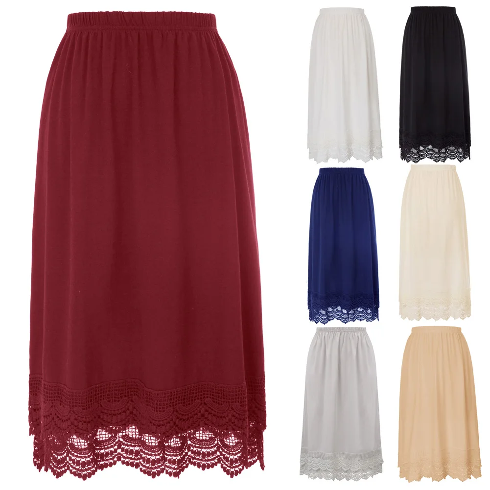 Grace Karin Women's Skirts Comfortable Elastic Waist Lace Trim Cotton Skirt Extender Summer Elegant Knee Length Lady Petticoat Grace Karin Women's Skirts Comfortable Elastic Waist Lace Trim Cotton Skirt Extender Summer Elegant Knee Length Lady Petticoat