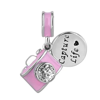 

Pink Camera Capture Life Travel Pendant Beaded Pendant fit authentic pandora bracelets jewelry making diy valentines gifts