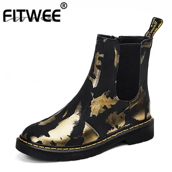 FITWEE Real Leather Chelsea Boots For Women Print Stitching Shoes Women Zipper Sewing Round Toe Thick Heel Footwear Size 34-39
FITWEE Real Leather Chelsea Boots For Women Print Stitching Shoes Women Zipper Sewing Round Toe Thick Heel Footwear Size 34-39