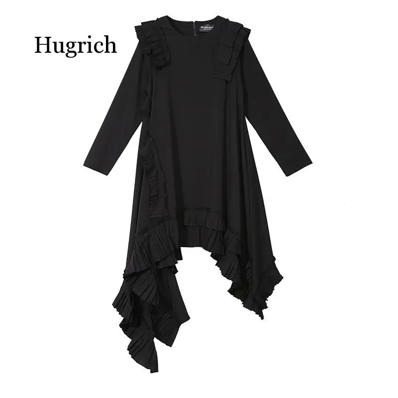 2020 New Spring Summer Round Neck Long Sleeve Ruffles Split Joint Irregular Hem Loose Dress Women Fashion Tide
2020 New Spring Summer Round Neck Long Sleeve Ruffles Split Joint Irregular Hem Loose Dress Women Fashion Tide