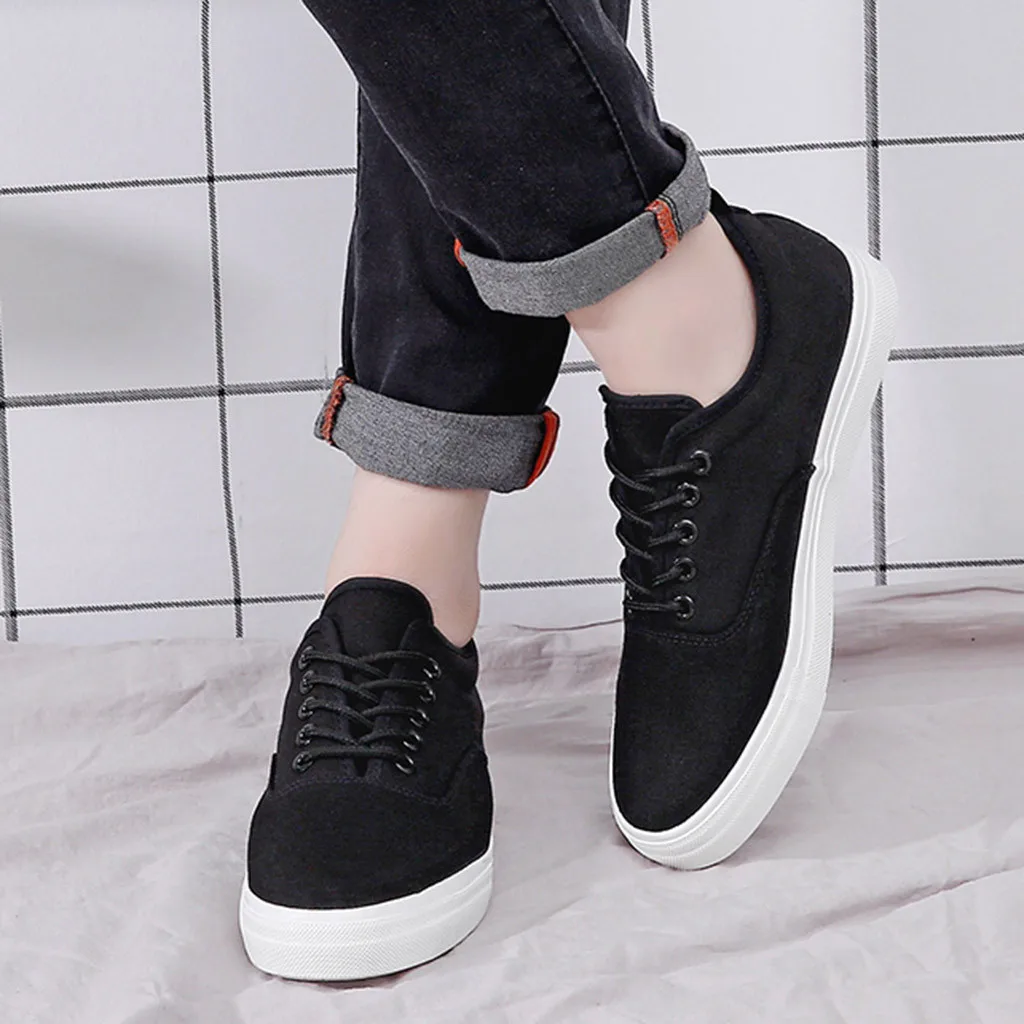 

Fashion Men's Lace Up Canvas Sports Loafers Casual Sneakers Solid Flat Shoes Zapatillas Hombre Deportiva