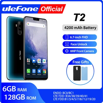 

Ulefone T2 Smartphone Android 9.0 Dual 4G Cell Phone 6GB 128GB NFC Octa-core Helio P70 4200mAh 6.7" FHD+ Mobile Phone Android